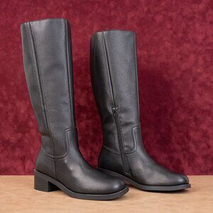 Seychelles Women Black Faux Leather Boho Cottage RIding Knee Boots sz 8.5